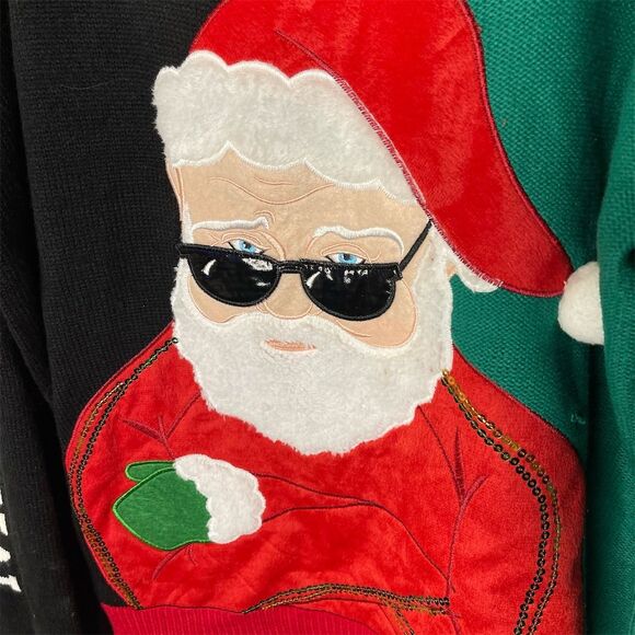 Ugly Christmas Gangsta Santa Claus Sweater 2XL Naughty or Nice Holiday - Picture 3 of 5